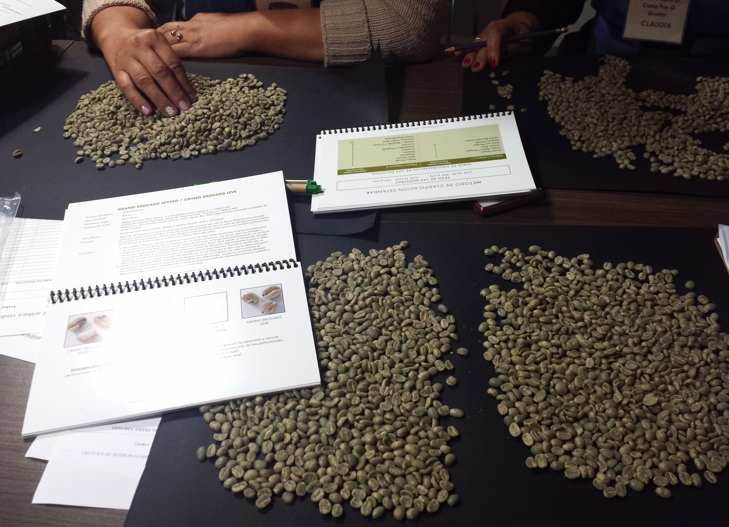 Inspecting green coffee for defects
