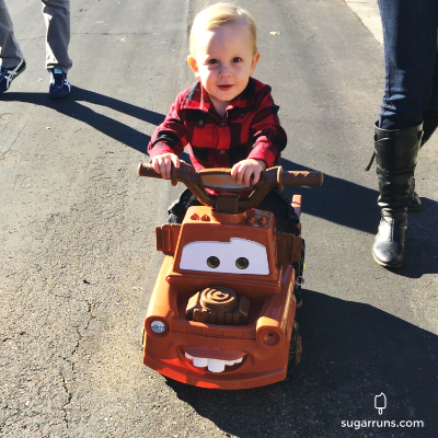 Cade was so happy with his TOW Mater Car! So Cute!
