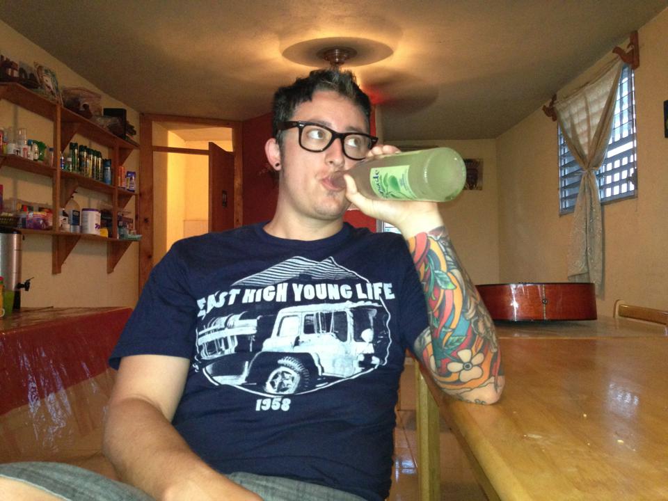 This is me, "Obeying my thirst, yo." Probably quite unaware of the irony.