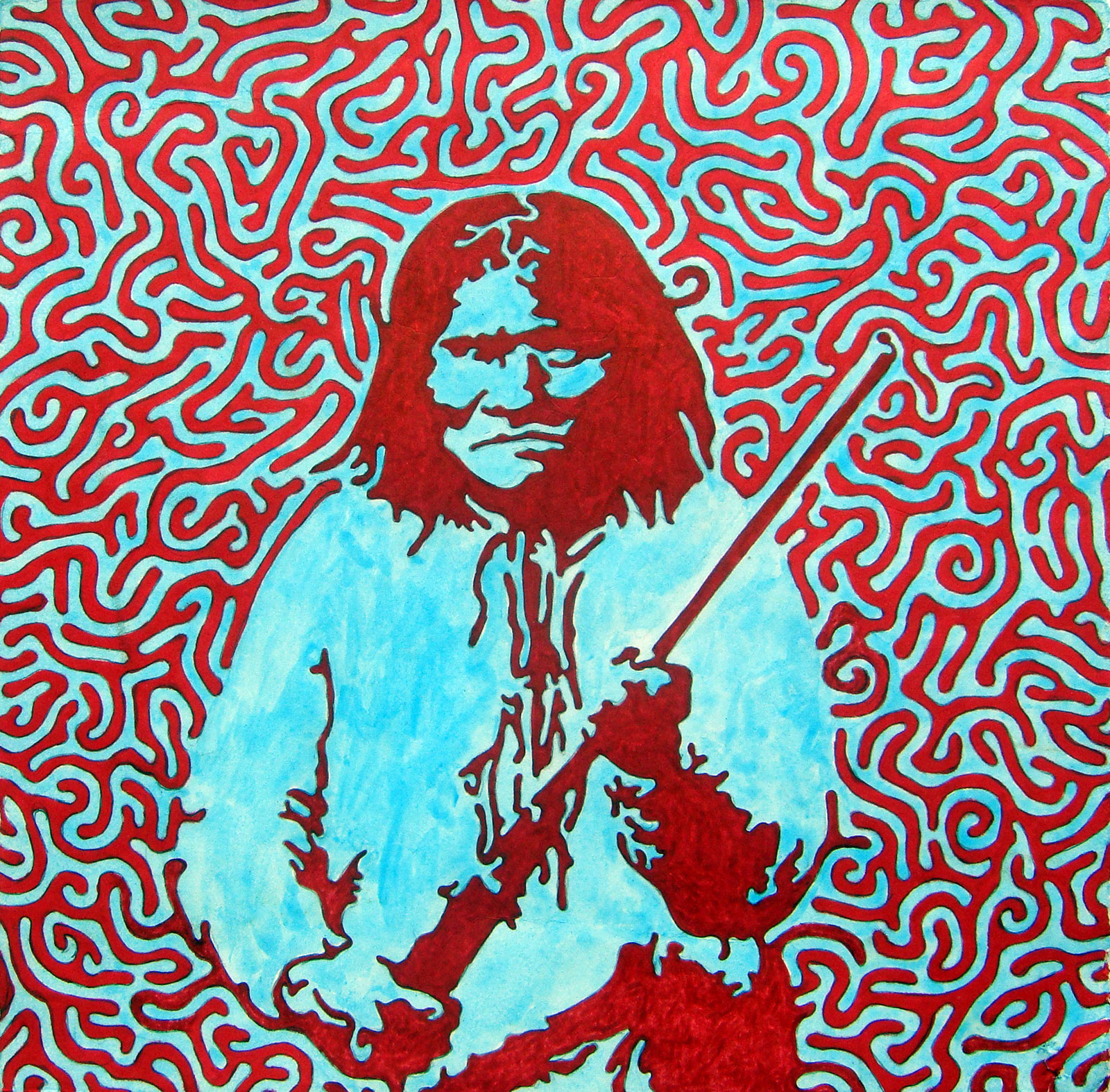  Geronimo  Sharpie and watercolor on paper  11" x 11"  AVAILABLE  $275 