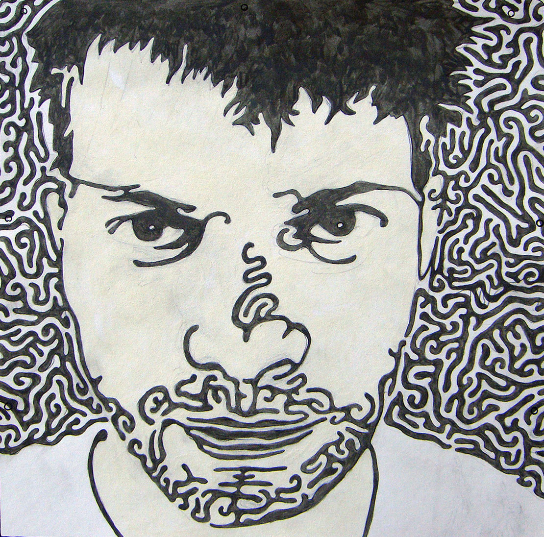  J.R.  Mixed media on paper  10" x 10" 