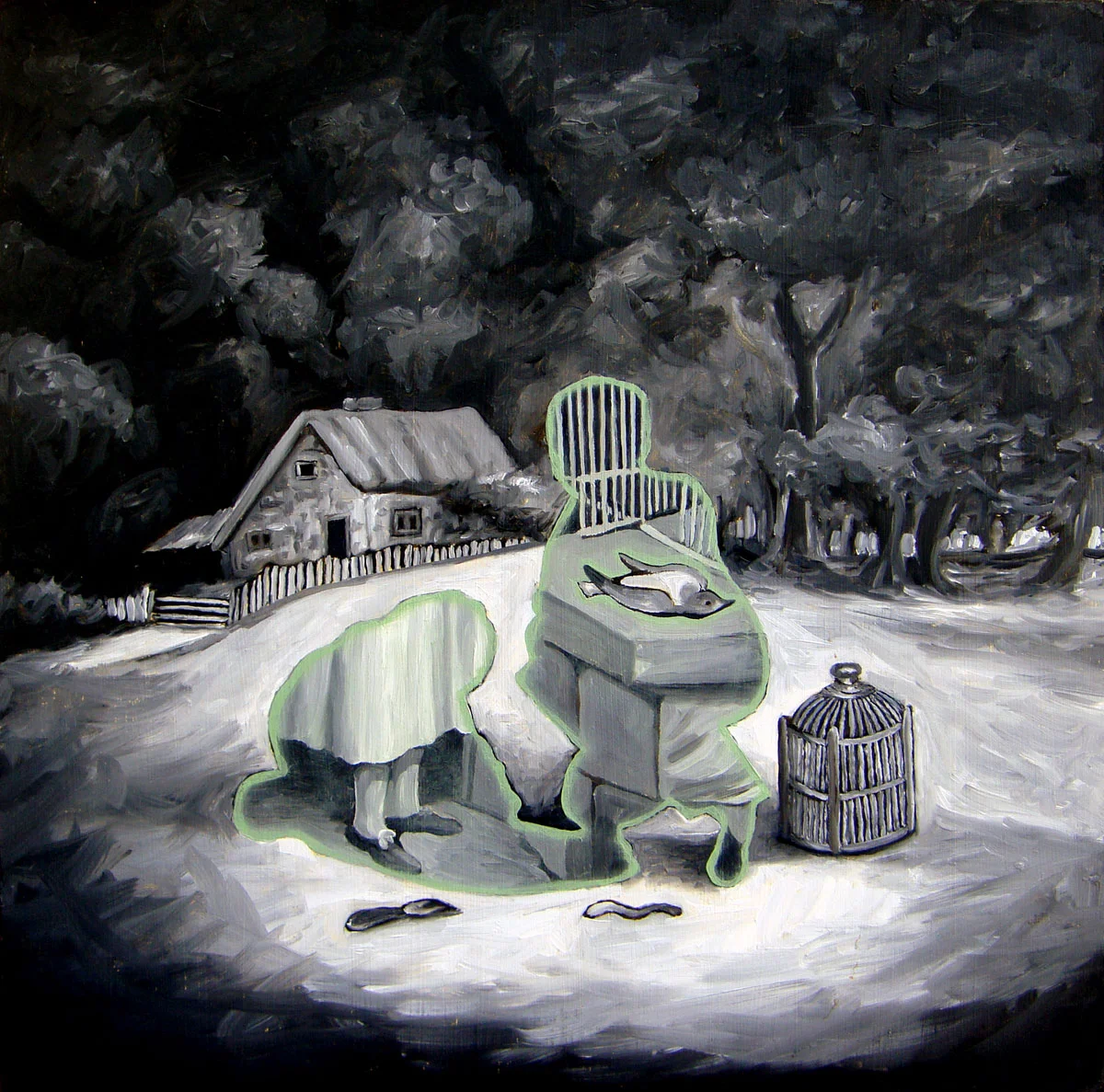Columbia Oil on wood 13.5" x 13.5" SOLD
