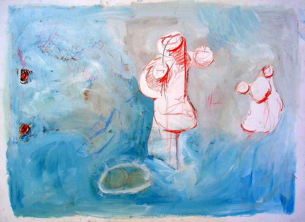  Existential Exit  Mixed media on paper  22" x 30" 