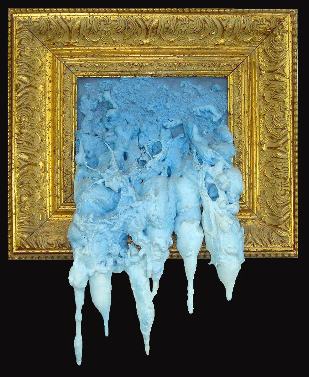 Sky Sludge Oil on polyurethane foam with frame 14.75" x 17.75" x 2.5" NFS