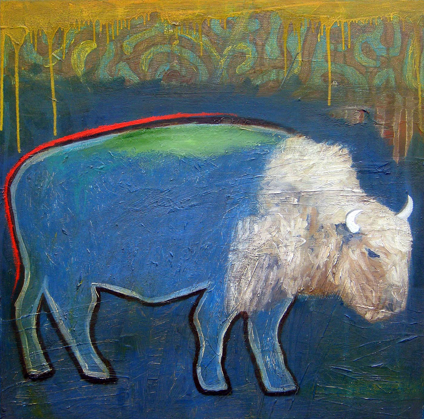  White Buffalo  Oil on canvas  18" x 18"  AVAILABLE  $650 