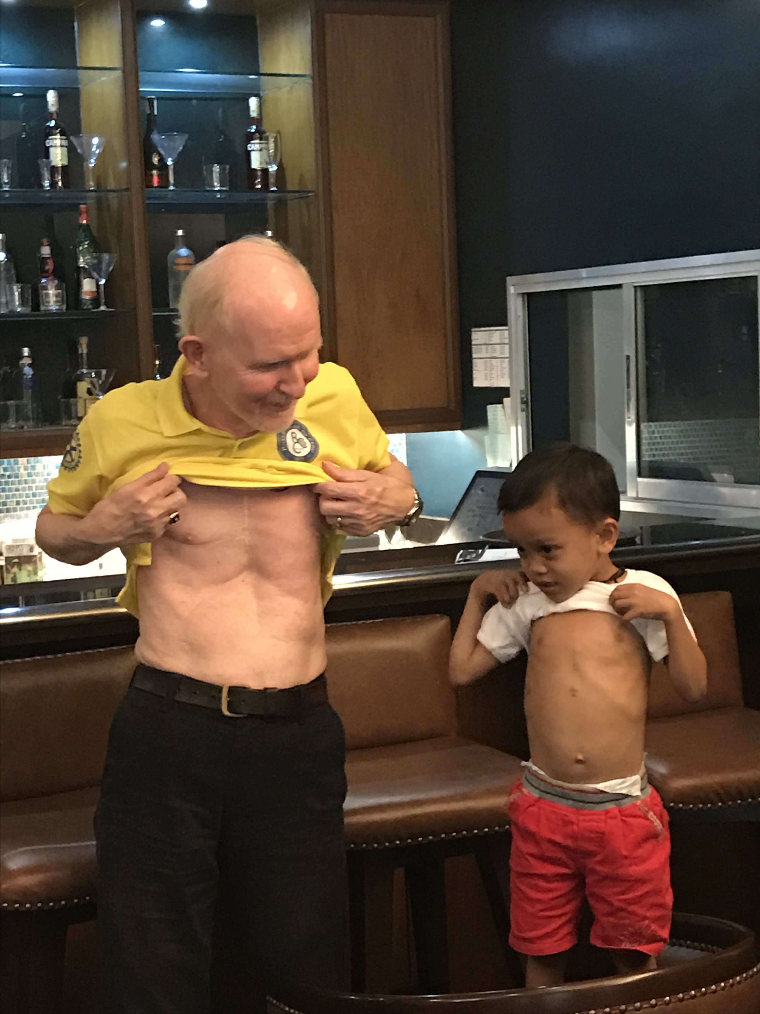 Rotary Club of Cebu Member Mark Edenburn, a former heart surgery patient, together with one of the beneficiaries of the "Gift of Life Program" of the Rotary Club of Cebu.