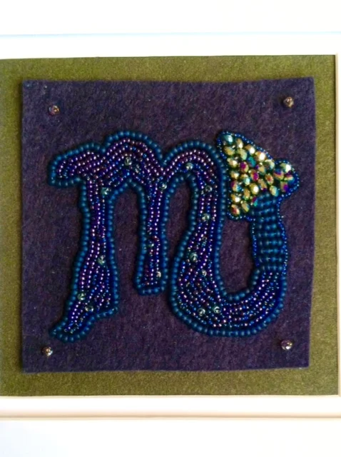 Scorpio Glyph Beaded Shadow Box by Suzanne O'Clair