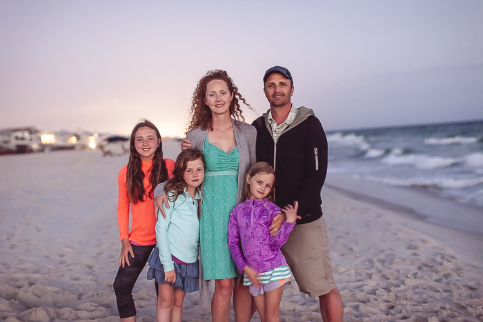 The whole Powell Tribe (Matt, Ginger, Madeline, Ella, & Claire) at the Florida Gulf Coast, our favorite place to unwind.