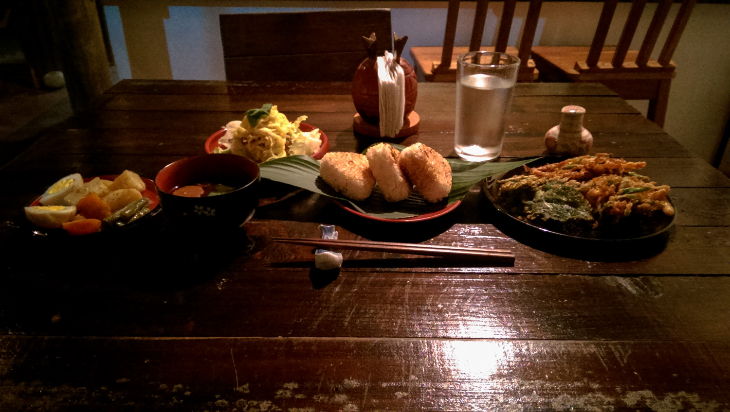 A vegetarian Japanese meal in a small town in Guatemala