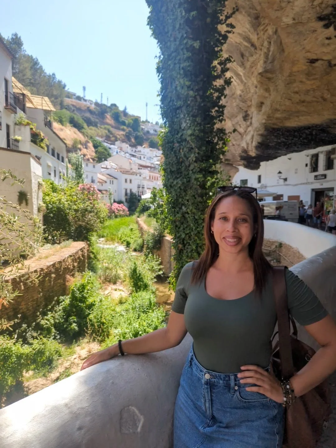 Cristal posing at Setenil de las Bodegas, Spain
