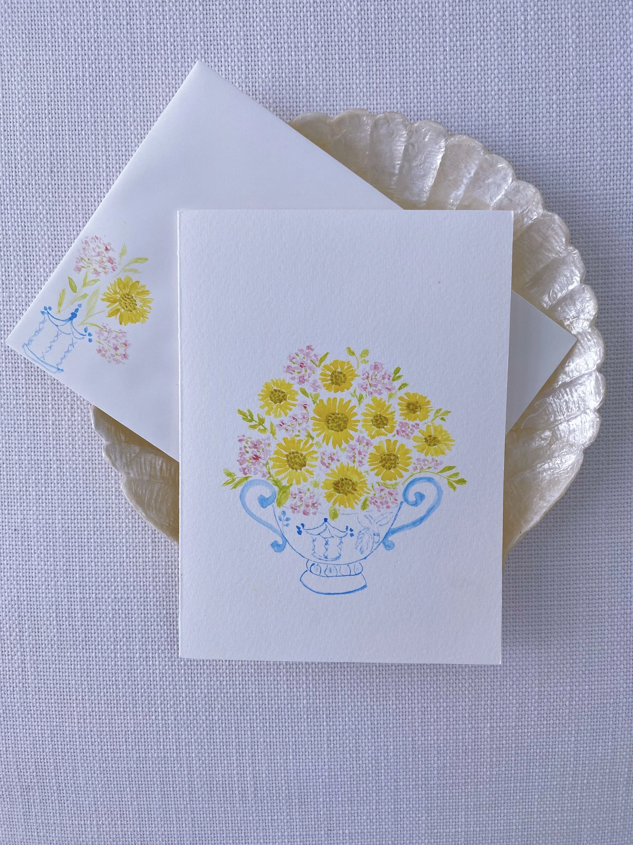  Golden Sunflowers in Blue &amp; White Porcelain,  Sold  