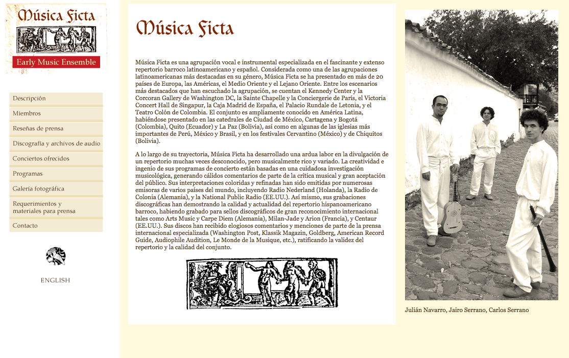Música Ficta - Diseño de página web .