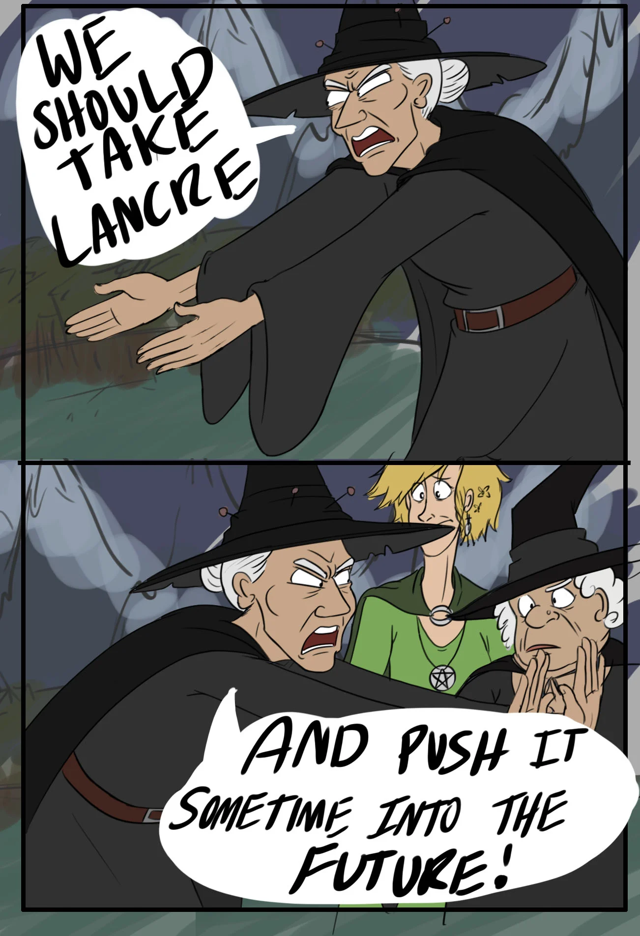 The Wyrd Sisters "PUSH IT" comic