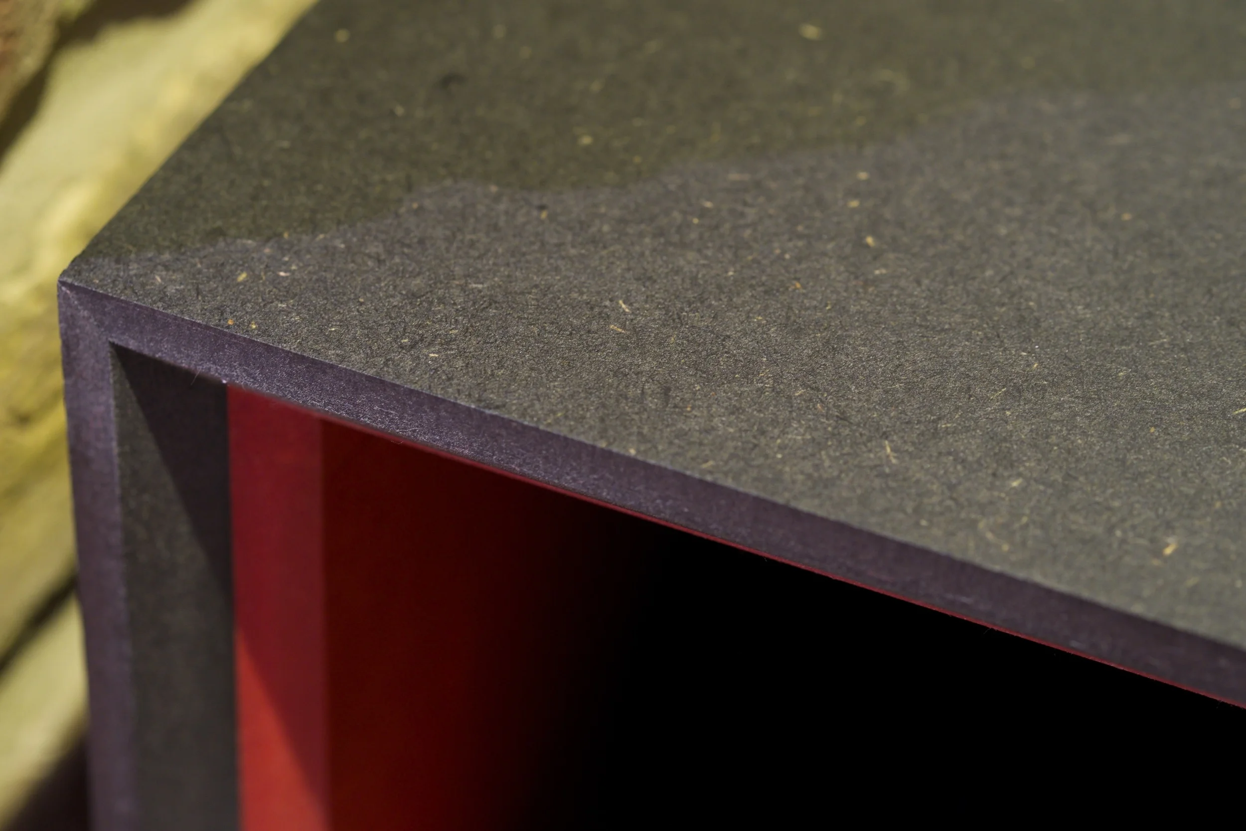 A close up corner of The Standard18 wine rack.