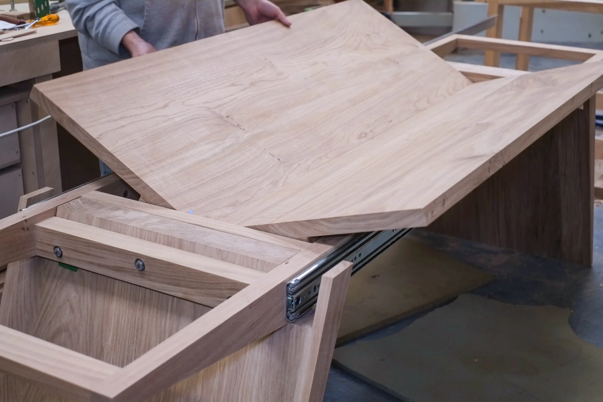 The fold out section of the dining table