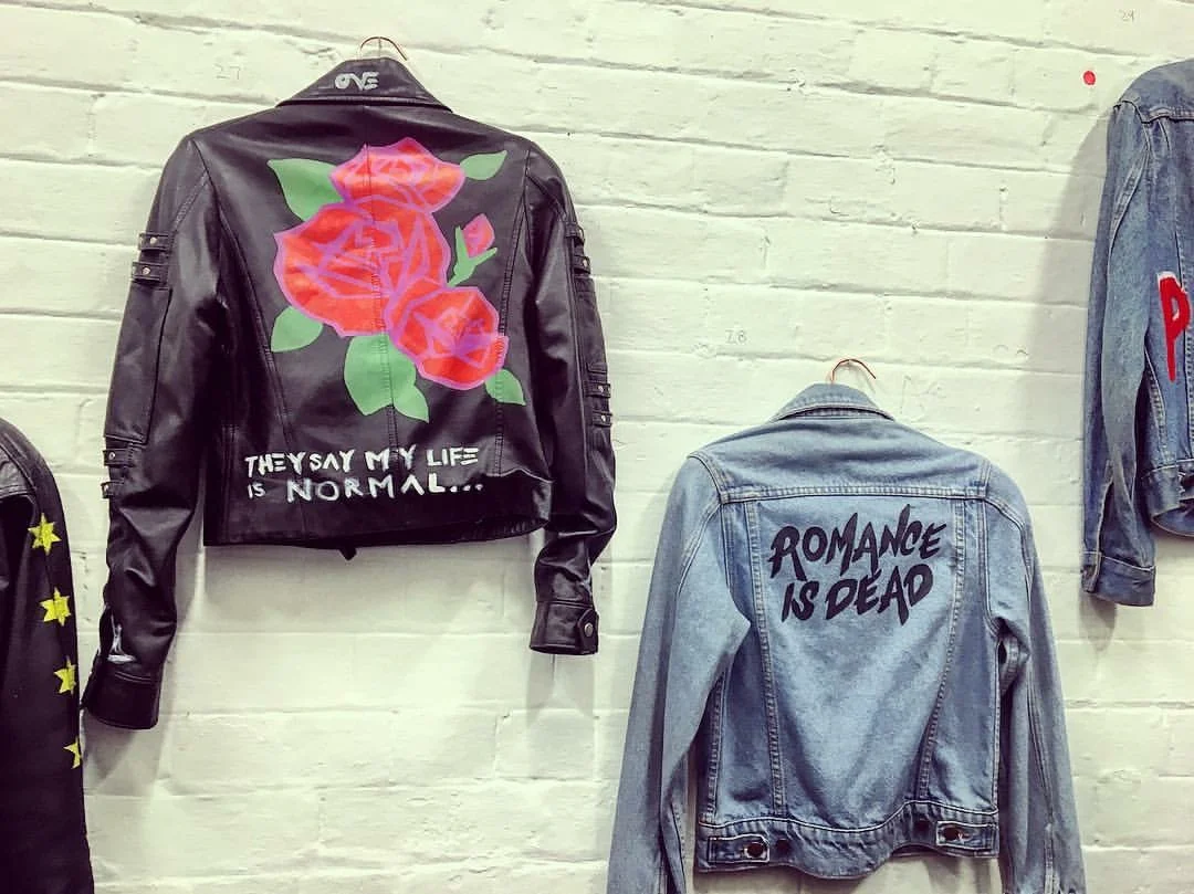 Hand-painted acrylic onto denim.