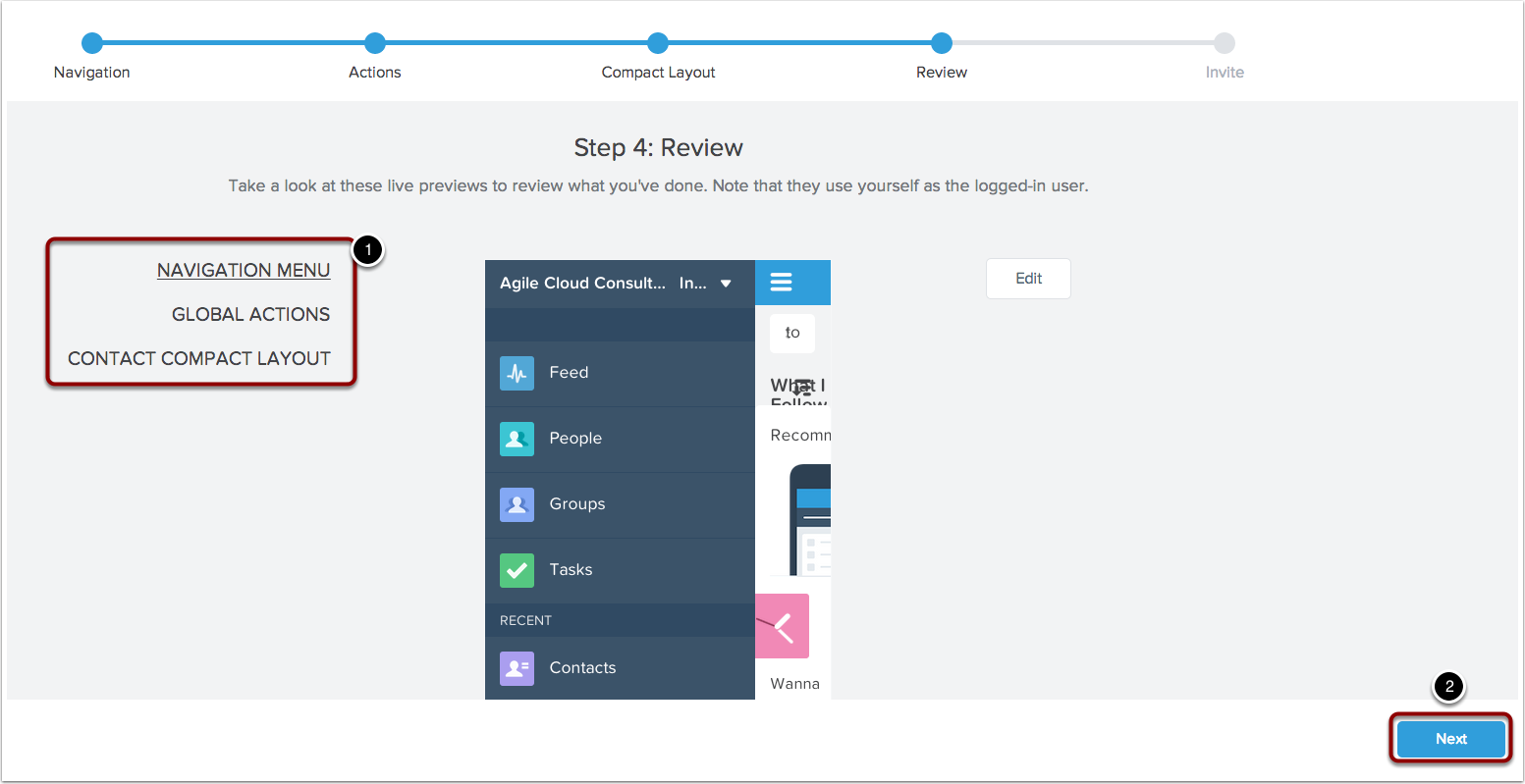 Review how your app will look by clicking on each of the above links