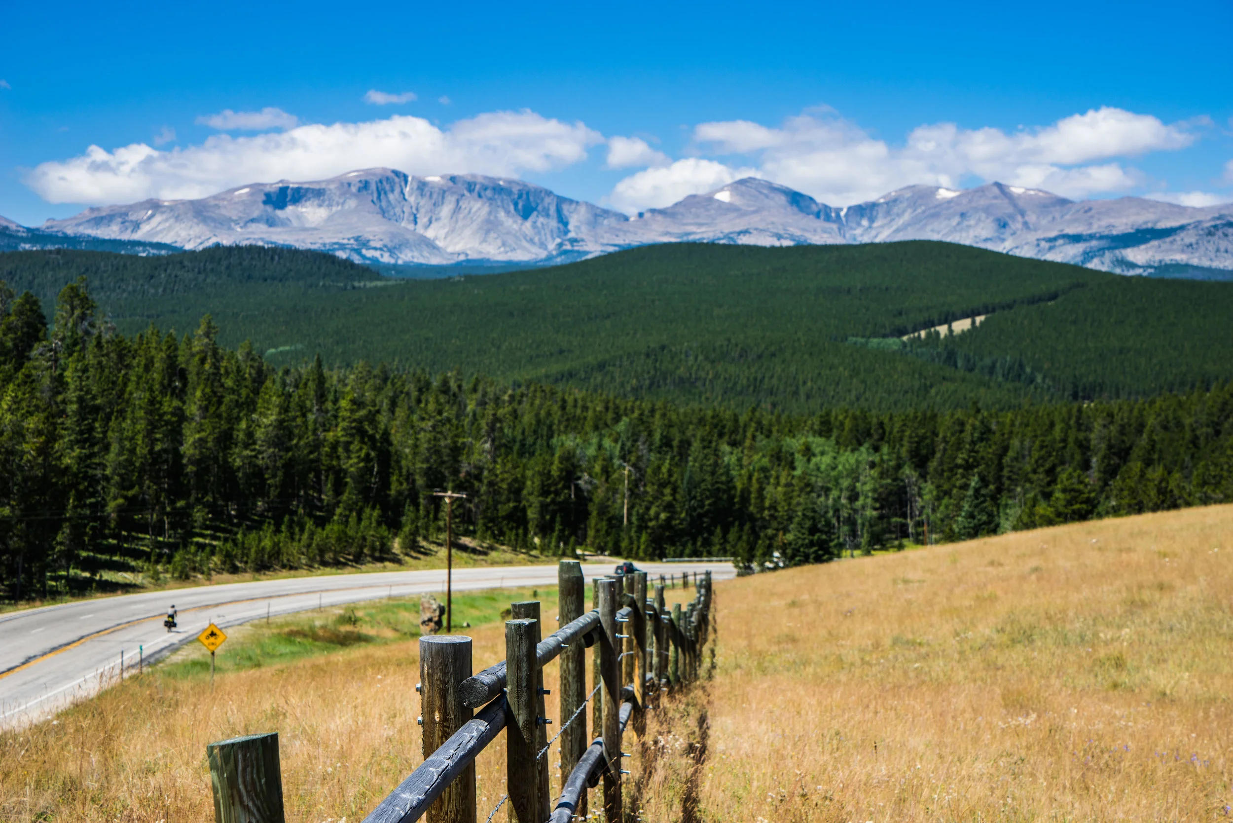 Ryan riding down one of our 5 descents, followed by steep climbs.  I got a head so I could take a picture with the Bighorns in the background