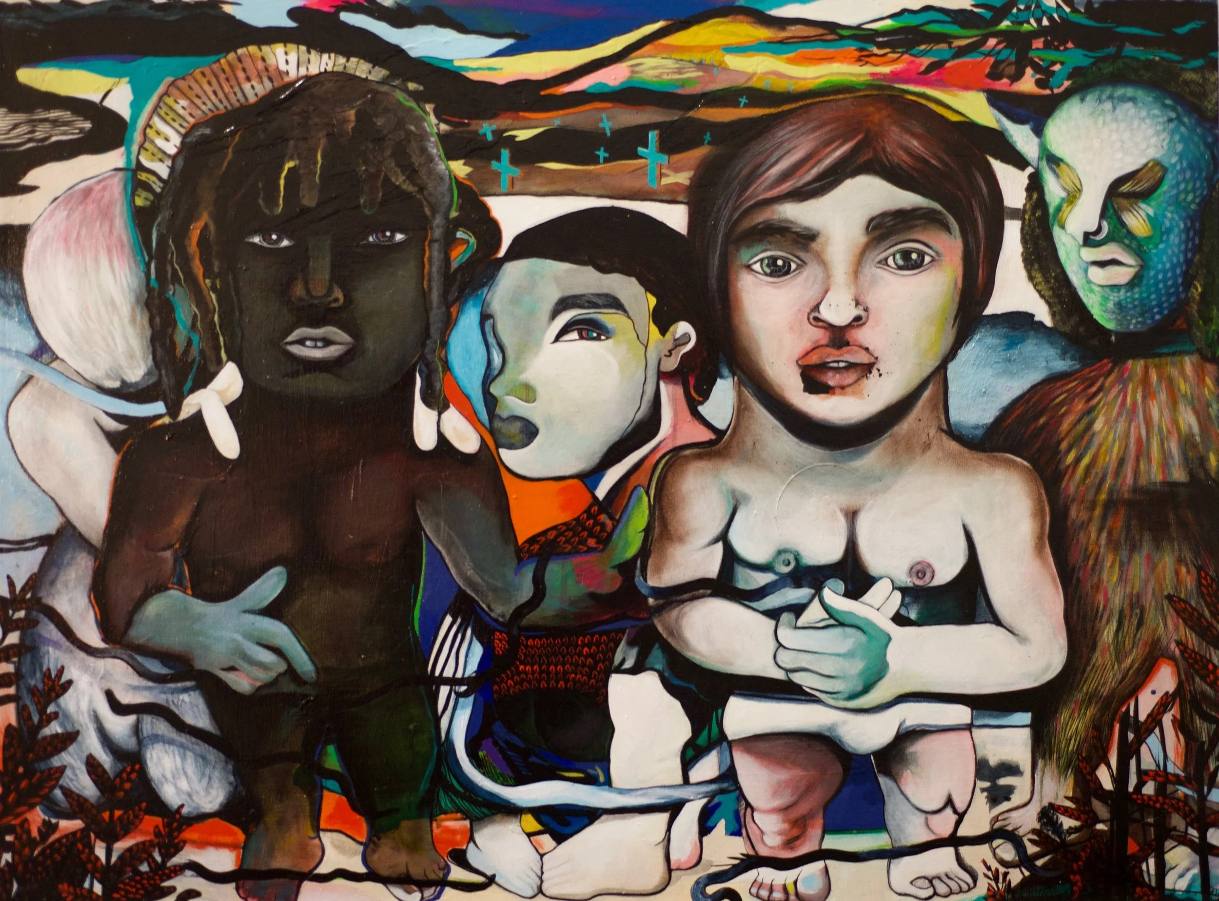 The Brutality of the Senses
Acrylic and ink on canvas
48” x 36”
