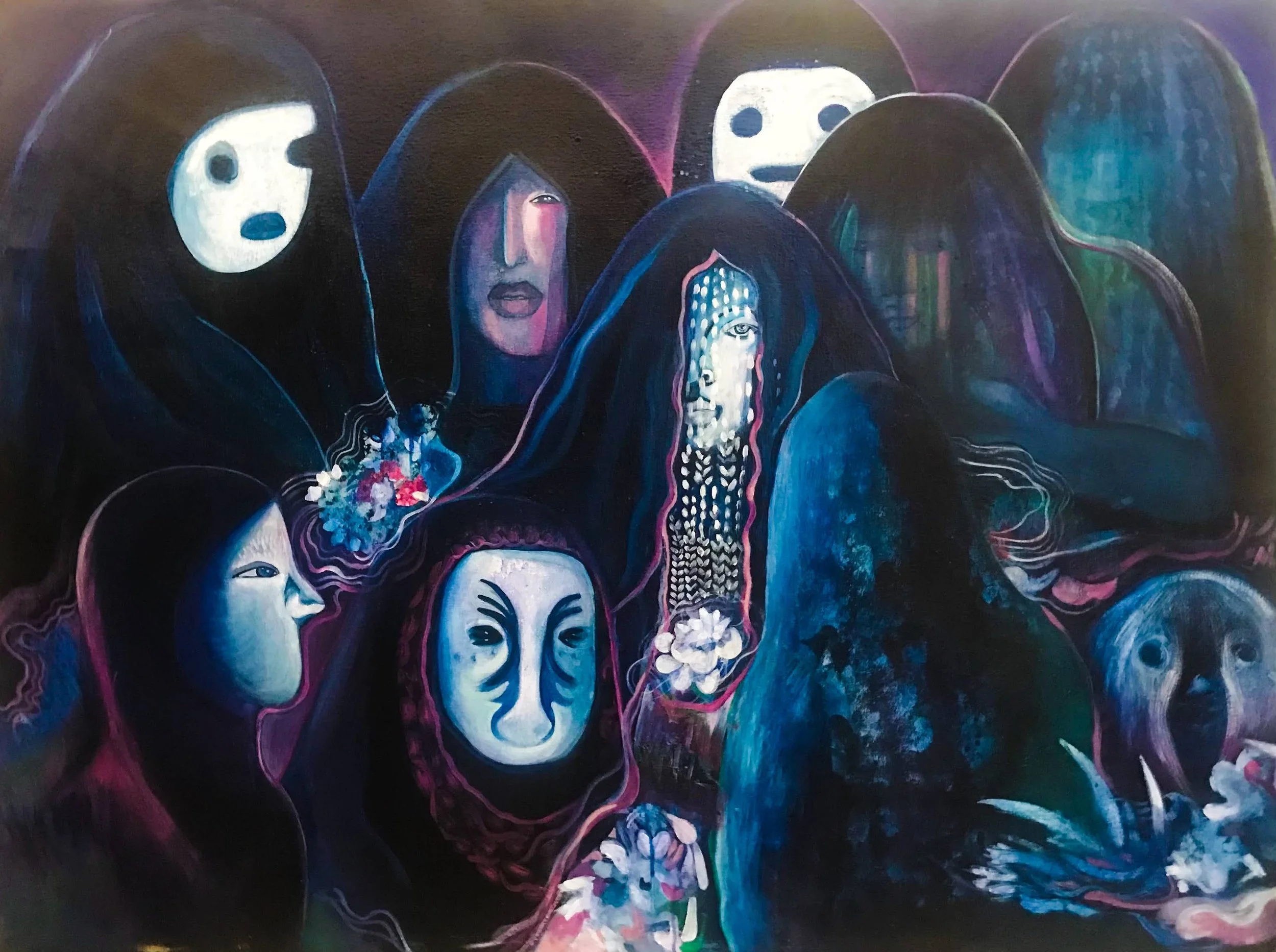 Moonlight Visitations
Acrylic and pastel on canvas
48” x 36”
