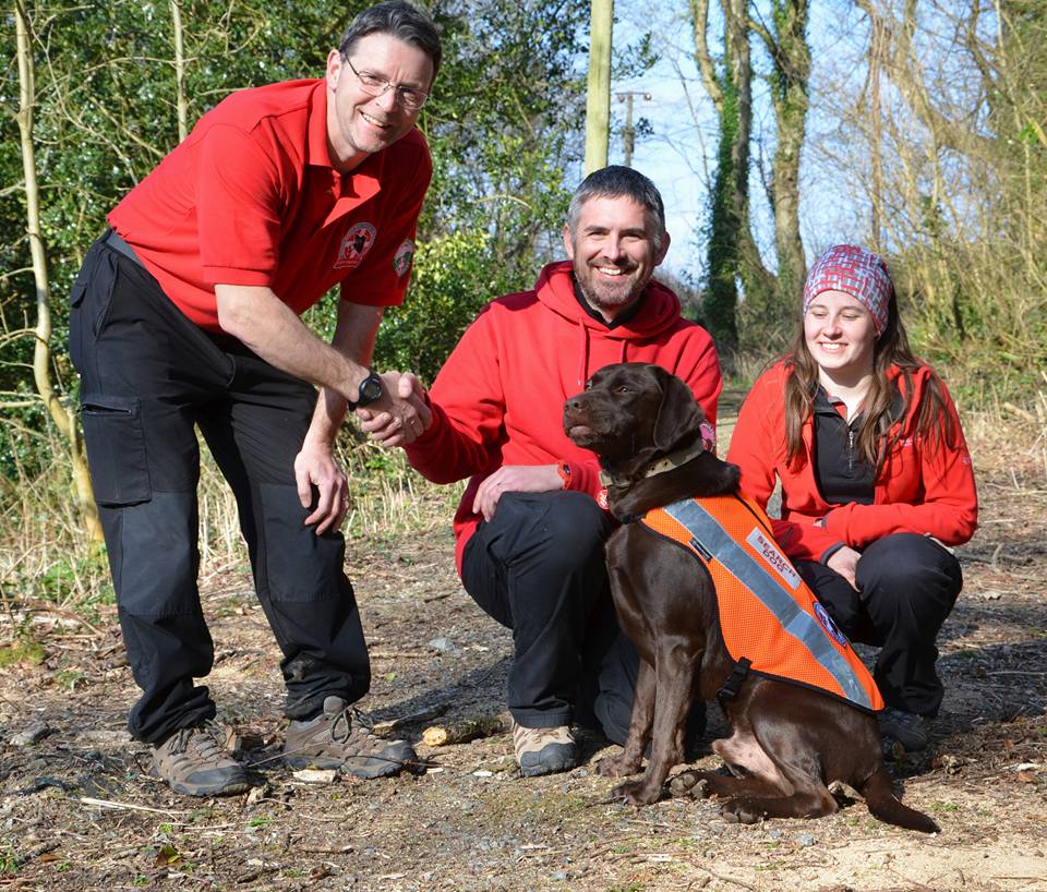 Dog Team Lead Dave, Handler James, Search dog Jake and Dog's Body Amy