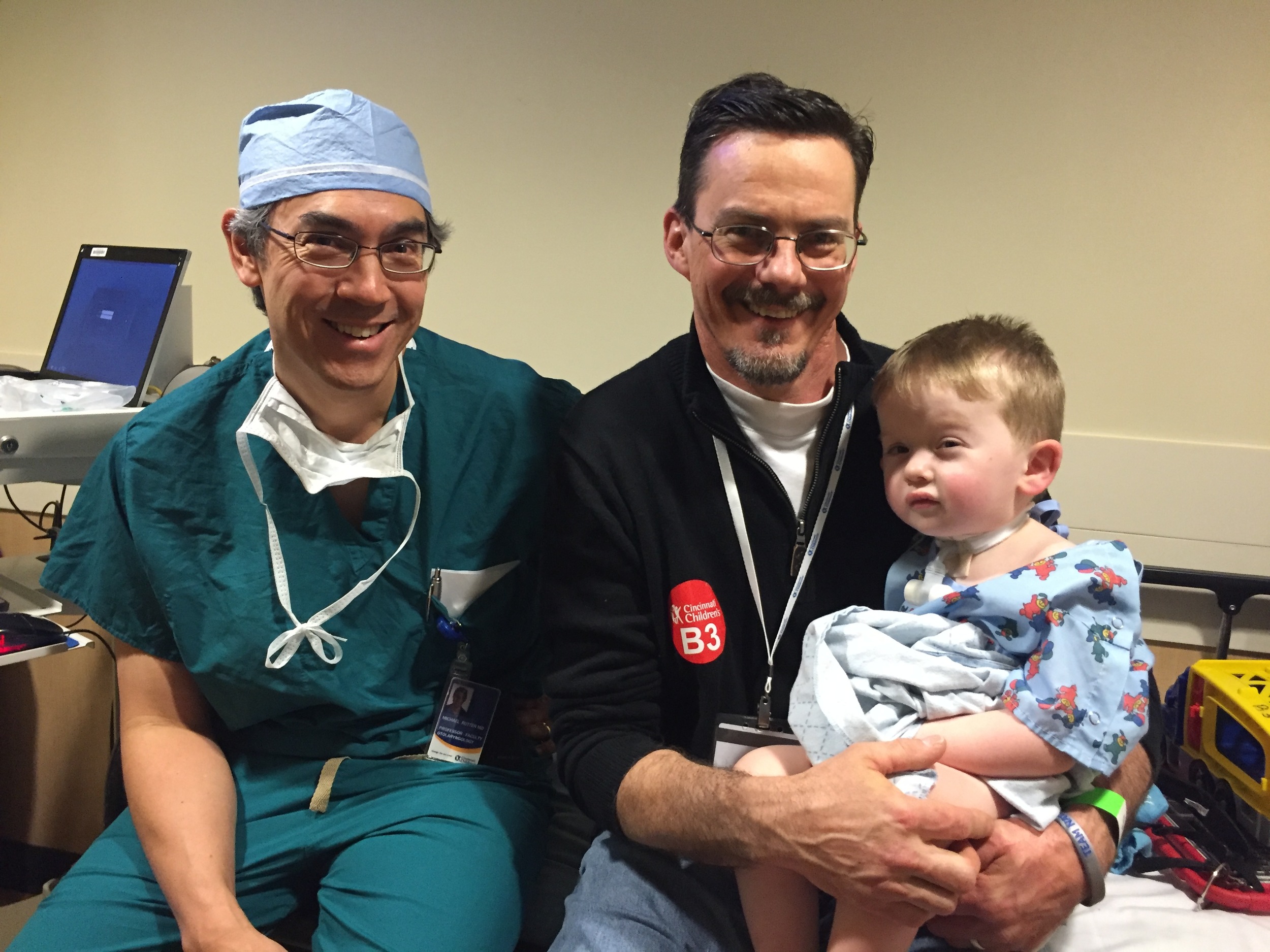 Rich and Nathaniel with Dr. Michael Rutter, Nathaniel's surgeon.