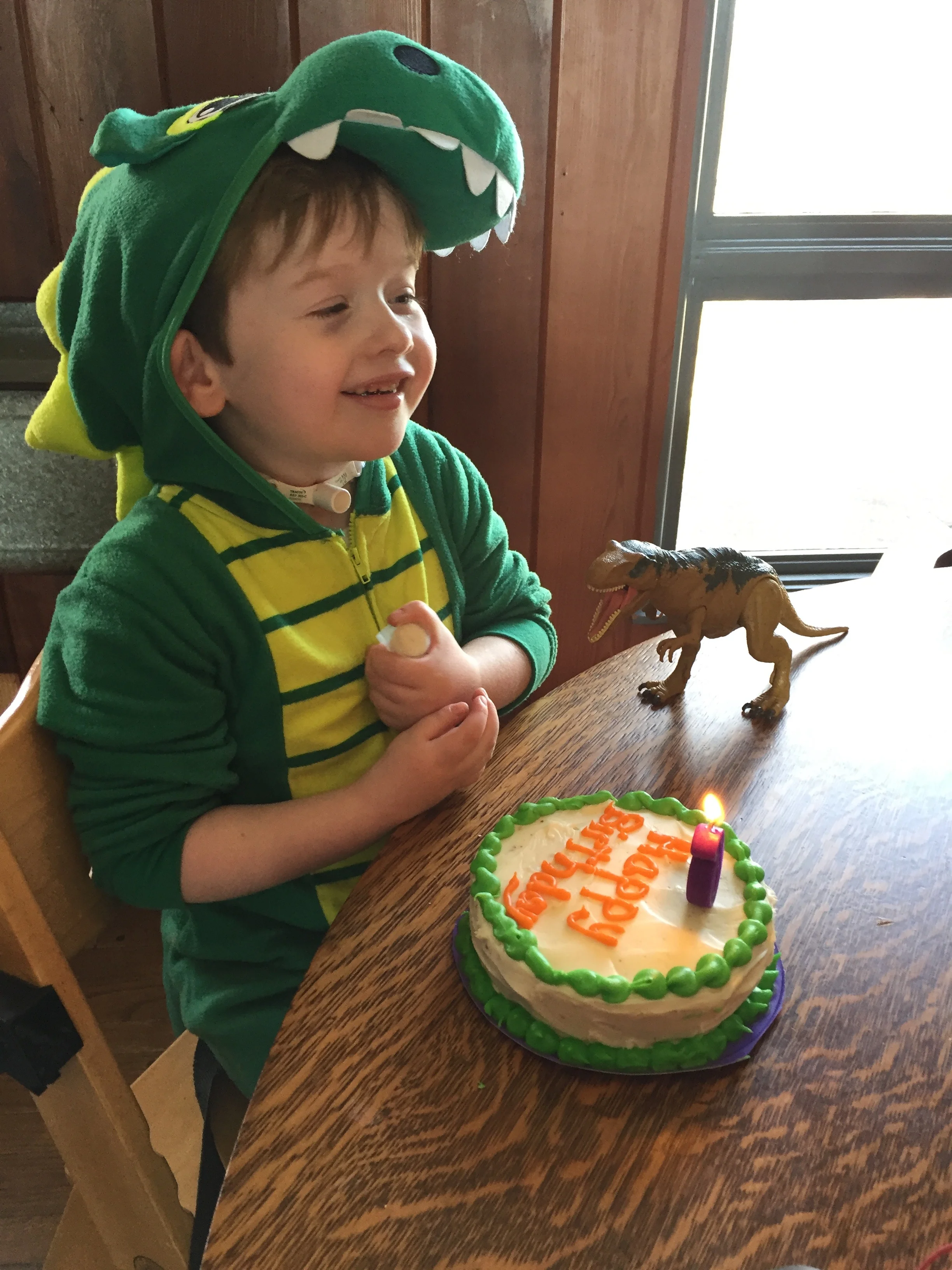 Getting ready to blow out the candle from his trach!