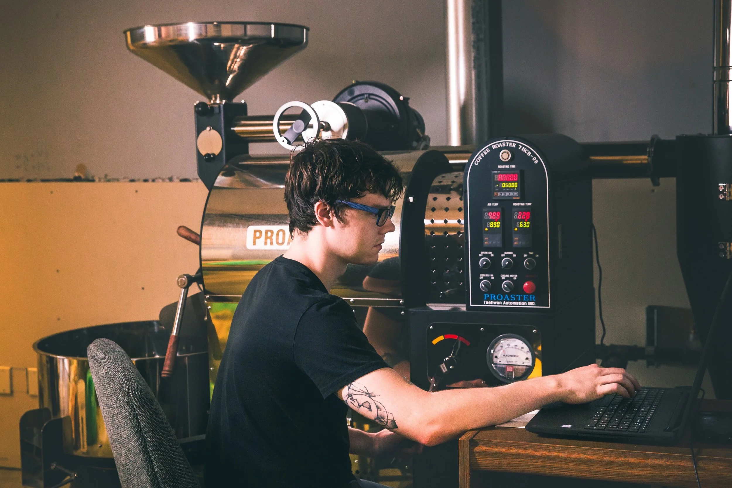 Connor James roasting something tasty (Photo courtesy of Coma Coffee)