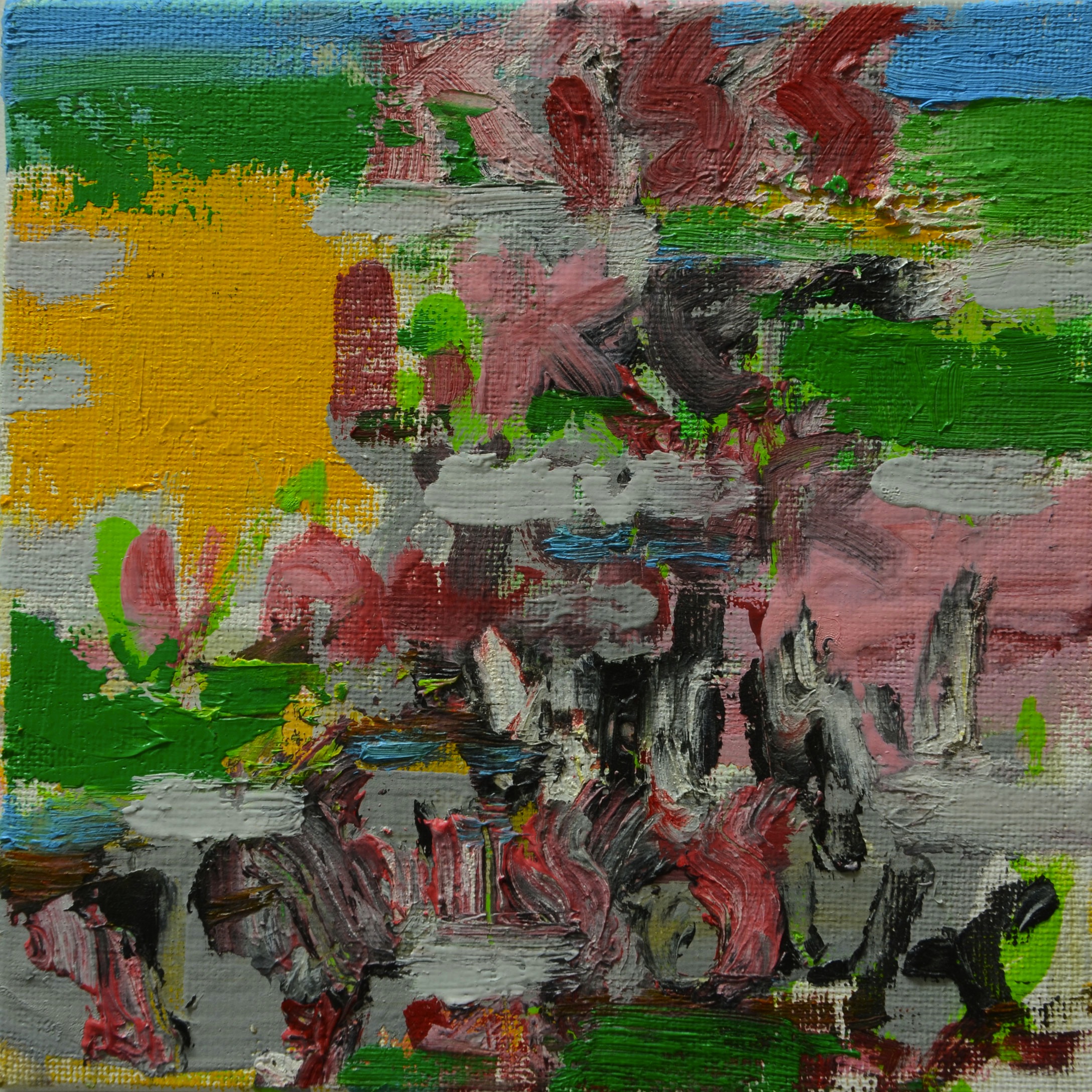 "Meeting R.G." Oil on canvas 6"x6" 2014