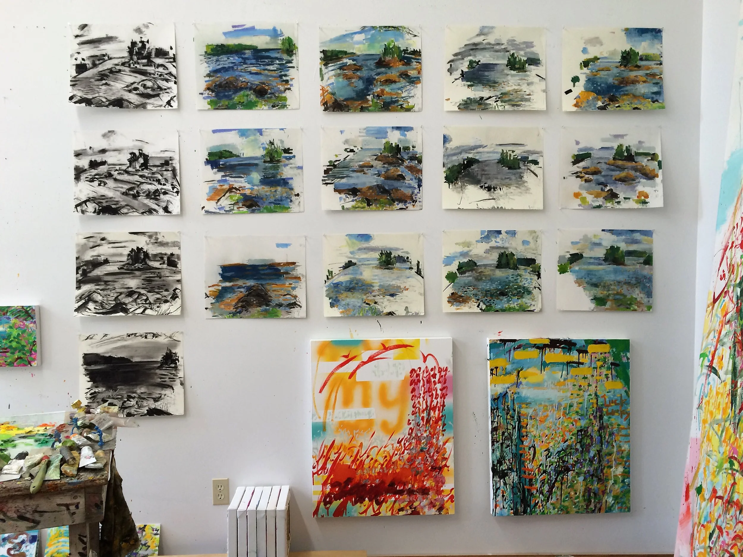  Maine  charcoal on paper  &amp; pastel on paper  each 14"x17"  2016 