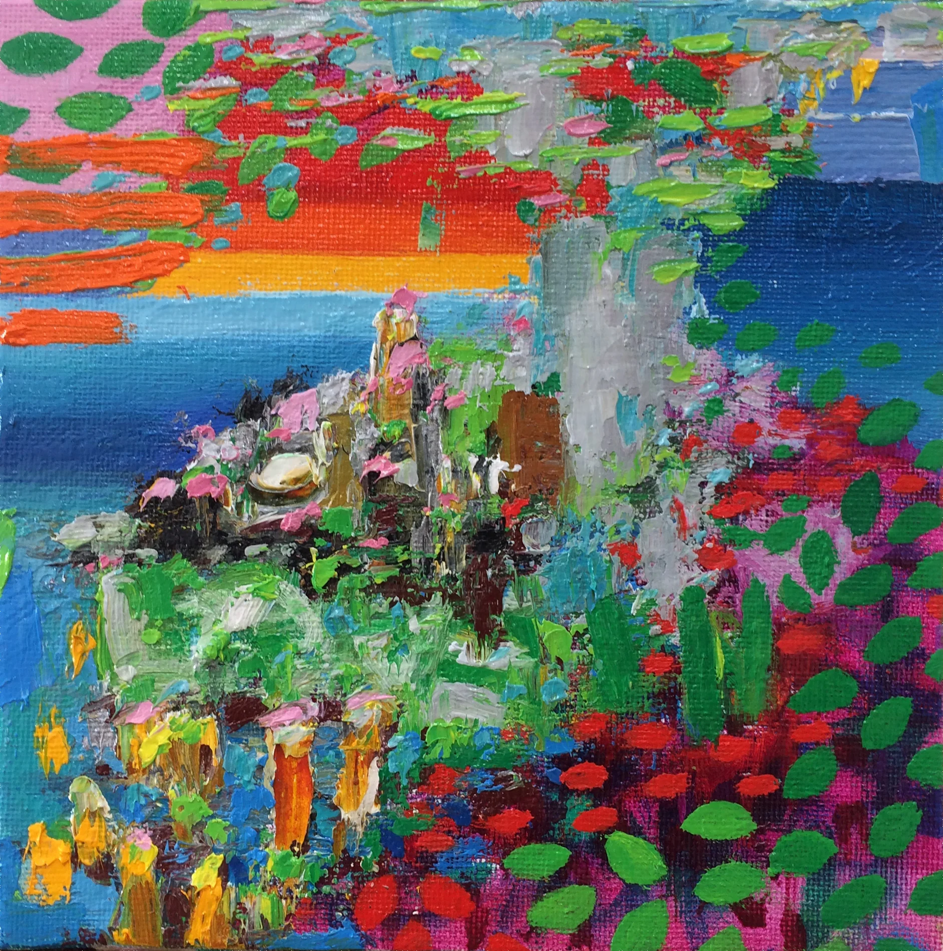 "Meeting K.M." oil on canvas 6"x6" 2017