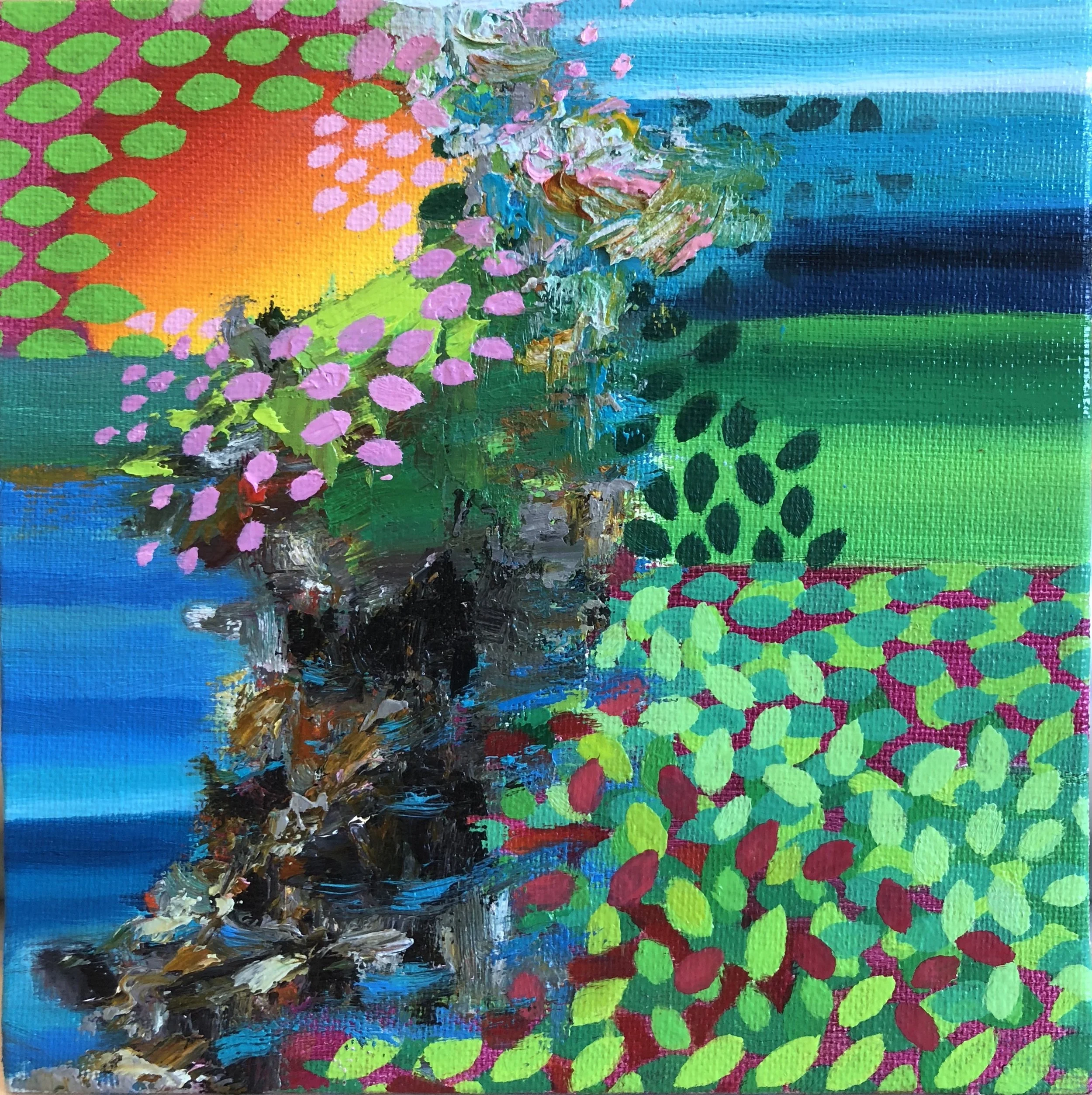 “Switchbacks # 17” oil on canvas 6”x6” 2018