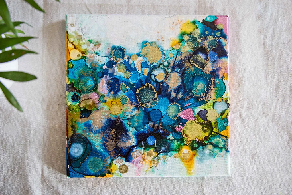 "Wildling" | Inks + metallics on canvas | 12x12x3/4 deep"