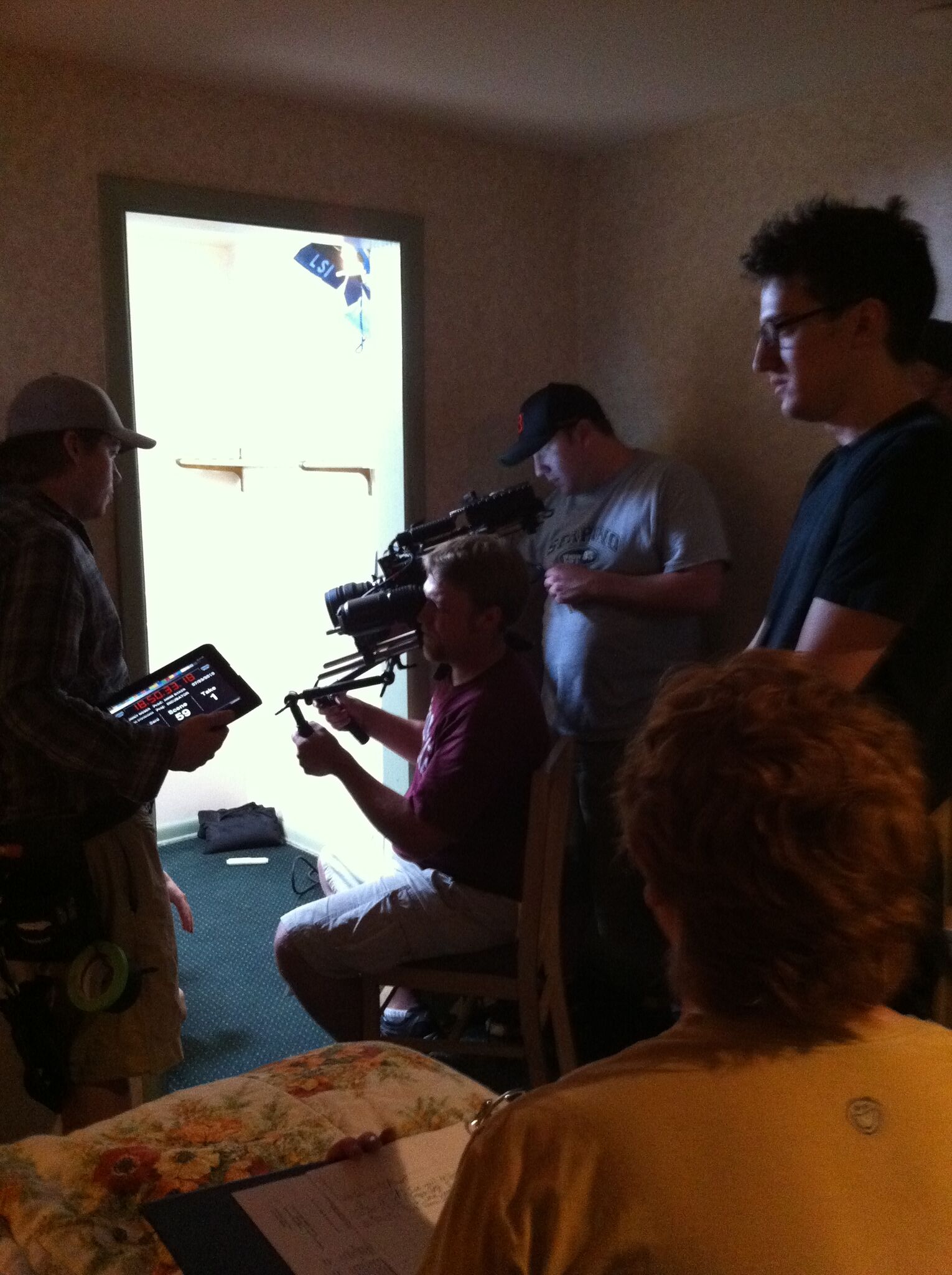 We're shooting the bloody tools in the sink. It was a cramped shoot.