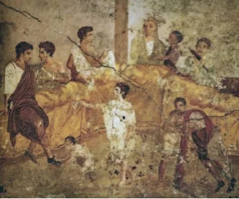 Fresco from Pompeii depicting two upper-class Romans wearing black shoes. From the Koren Talmud, Bava Kamma 59b