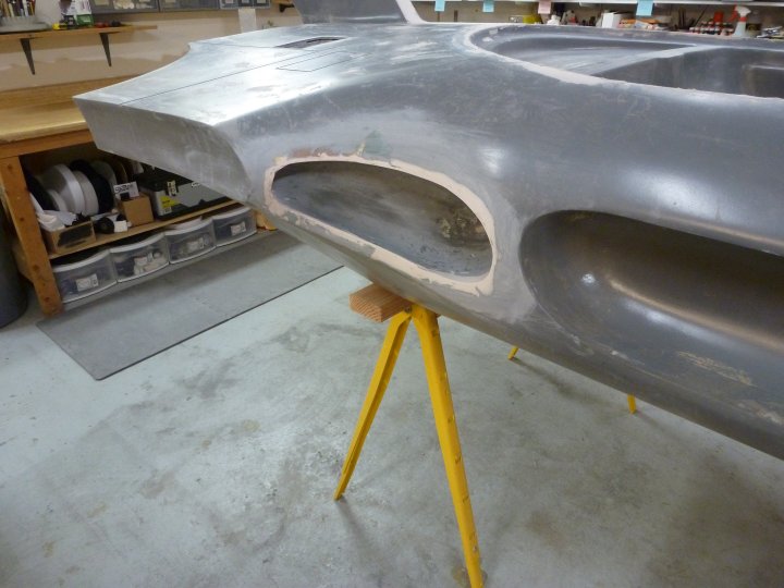   I sanded the first coat of bondo that was applied to the rear air scoops.&nbsp; They will need another pass or two of bondo.  