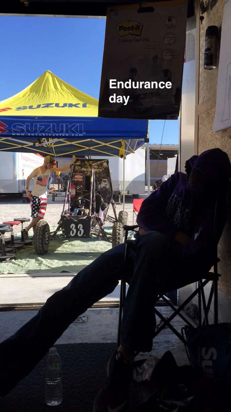 Alex (foreground) looks excited for the endurance race
