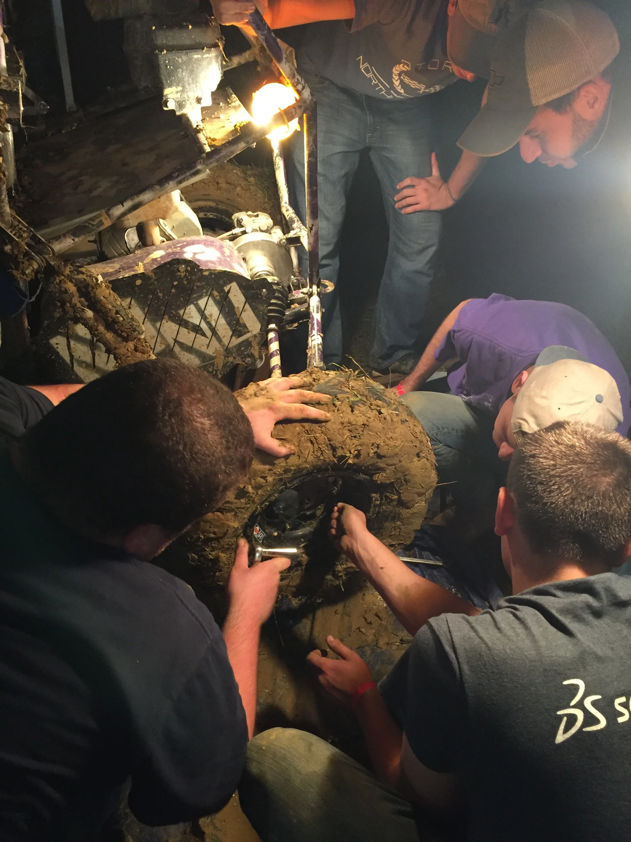 Pit repair: A cluster of light and quick thinking.