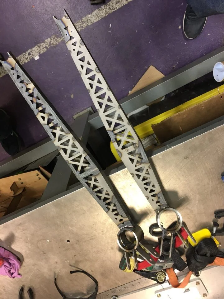 Trailing arms fully tacked.