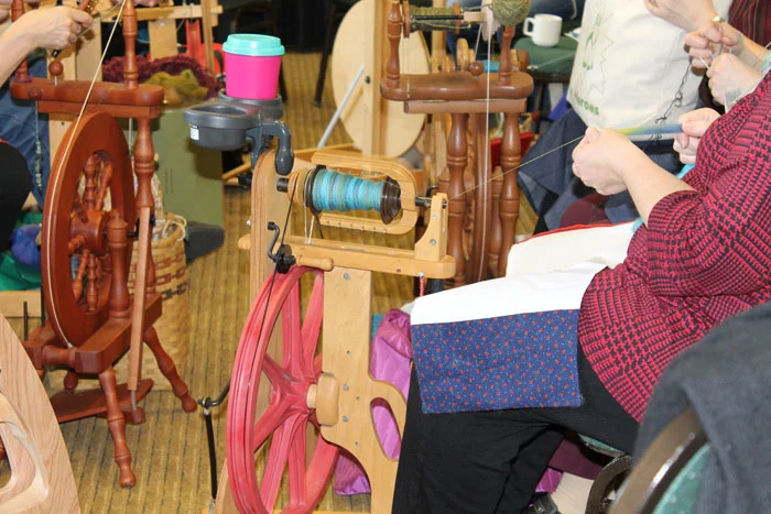 As well as quilters (and there were a lot) there was also a good crowd of spinners. I always find it quite mesmerizing watching the spinners spin! I think of my grandmother who was a wonderful spinner, I have her spinning wheel and her walking wheel. Oh, if only there were enough hours in the day!
