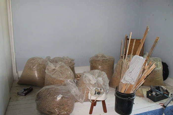 Some of the 10 plus bags of wood chips!