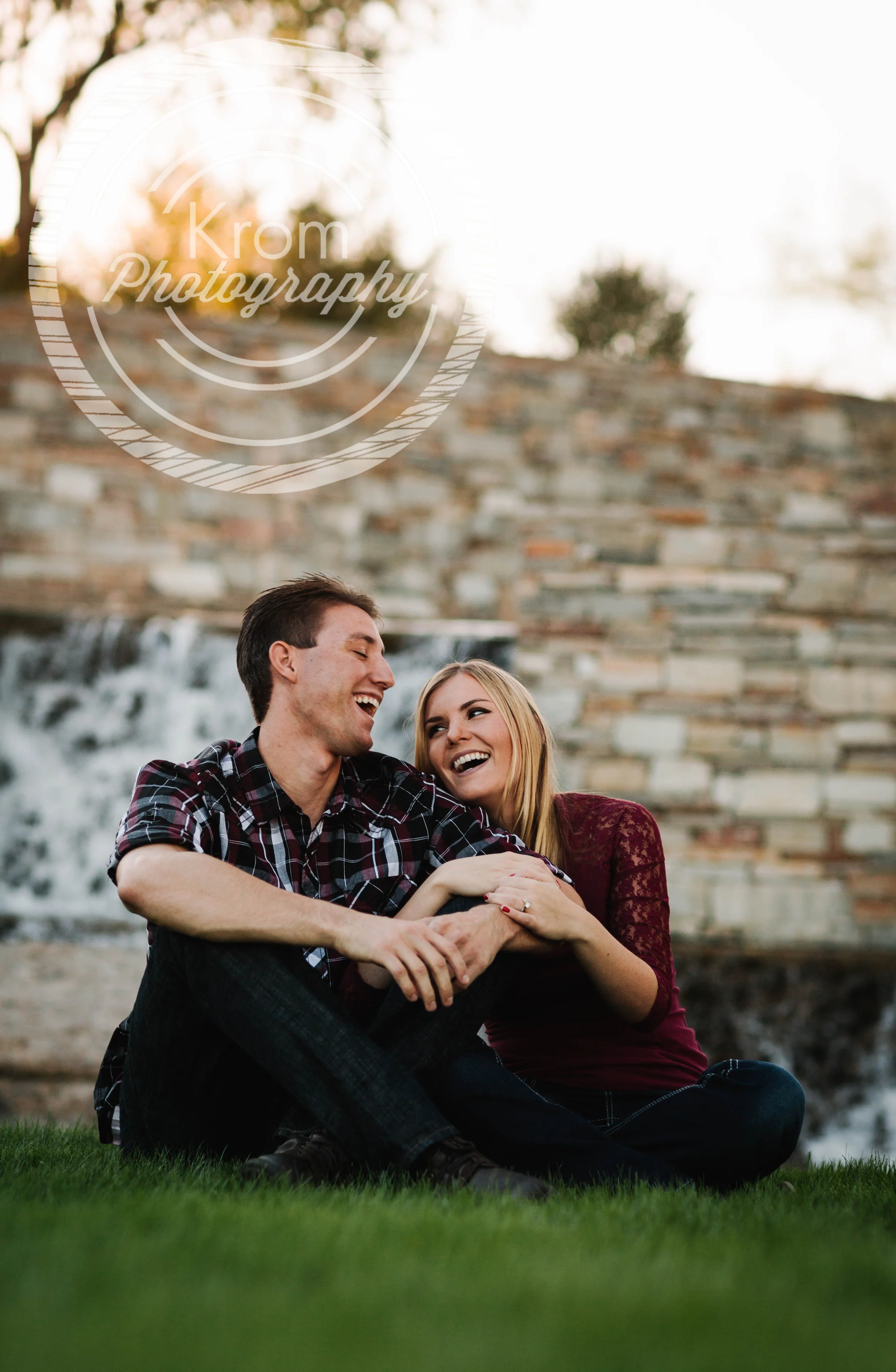 Couple in Grass Engagement Photo