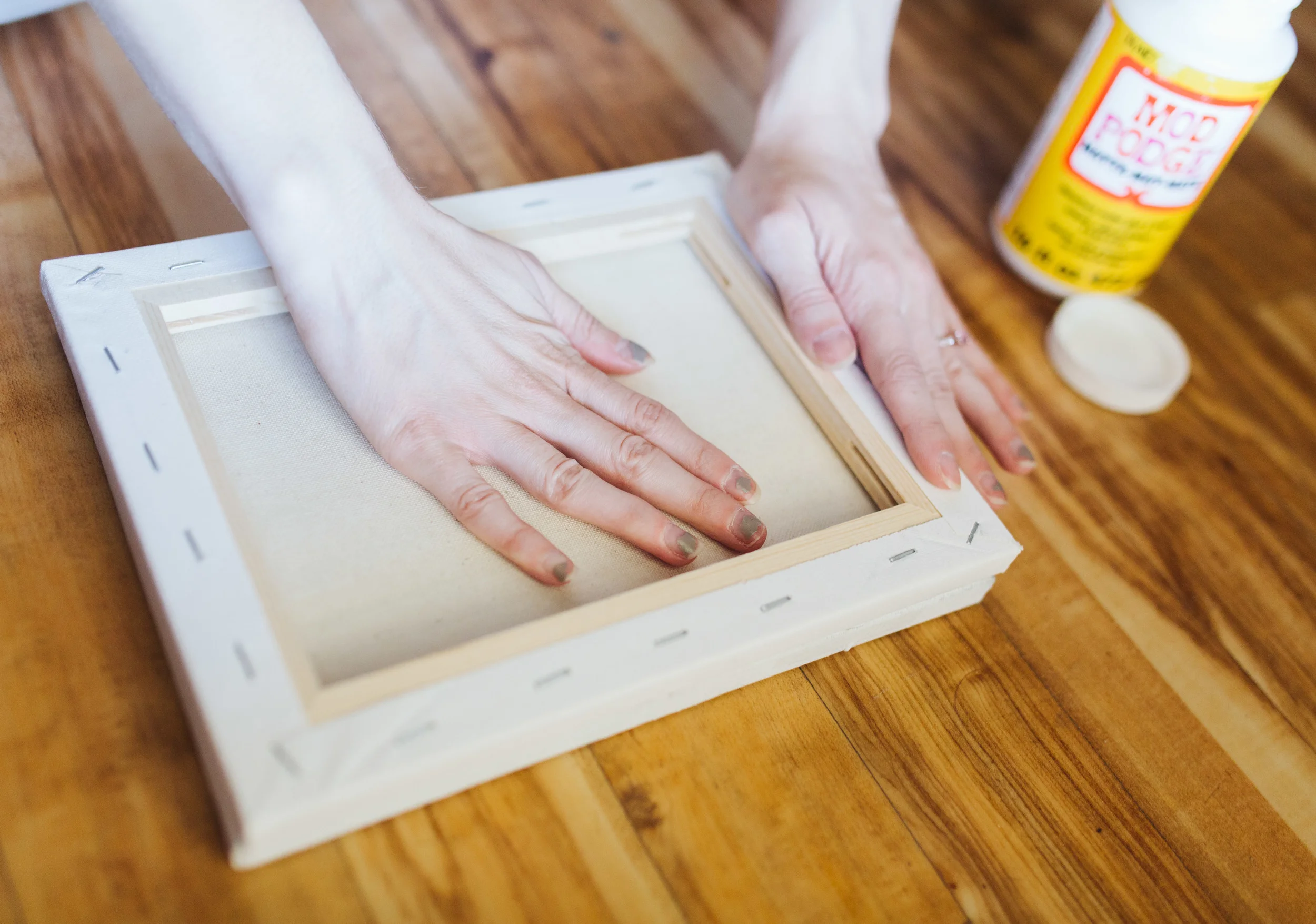 DIY canvas print pressing