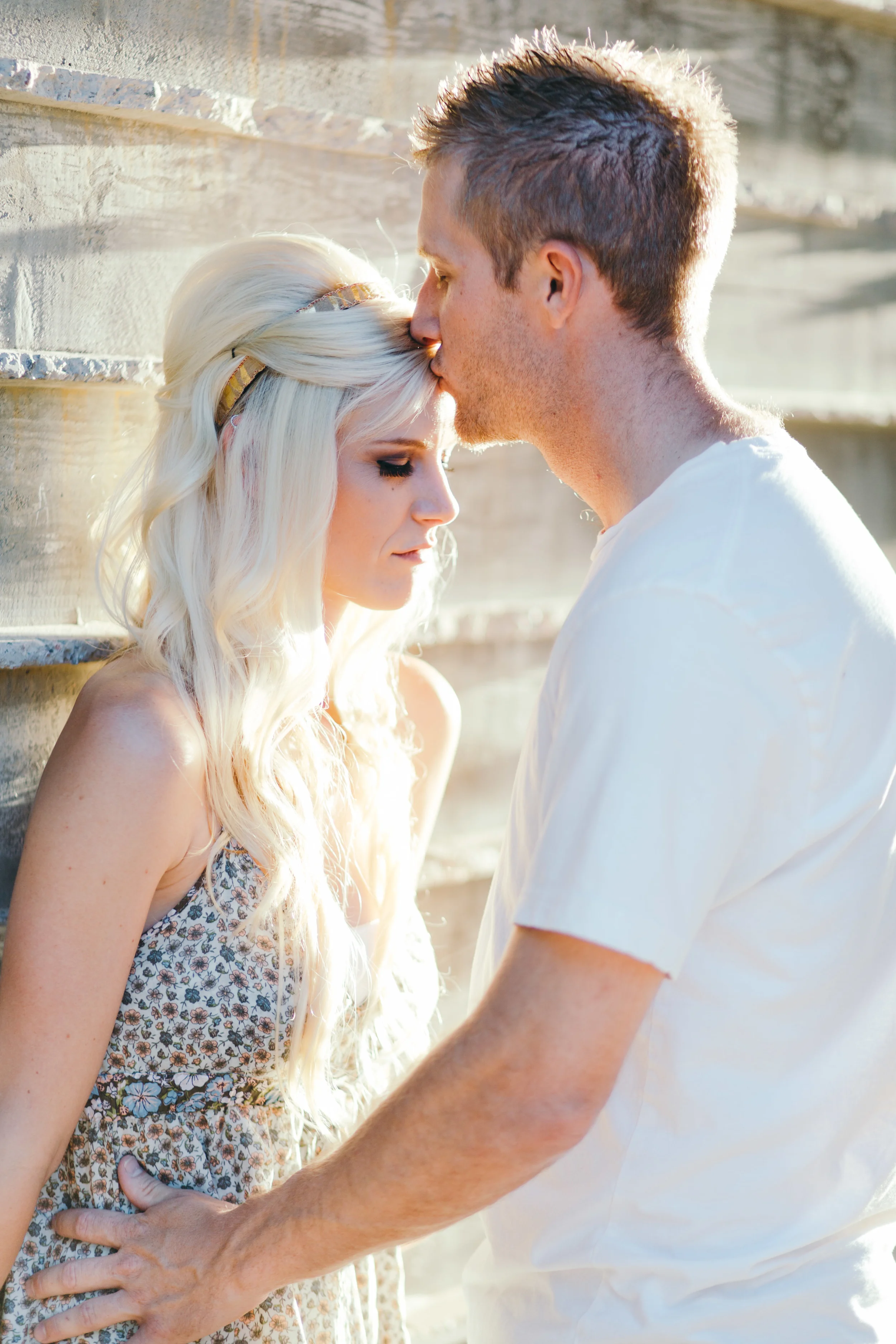 Kissing Couple Engagement Shoot