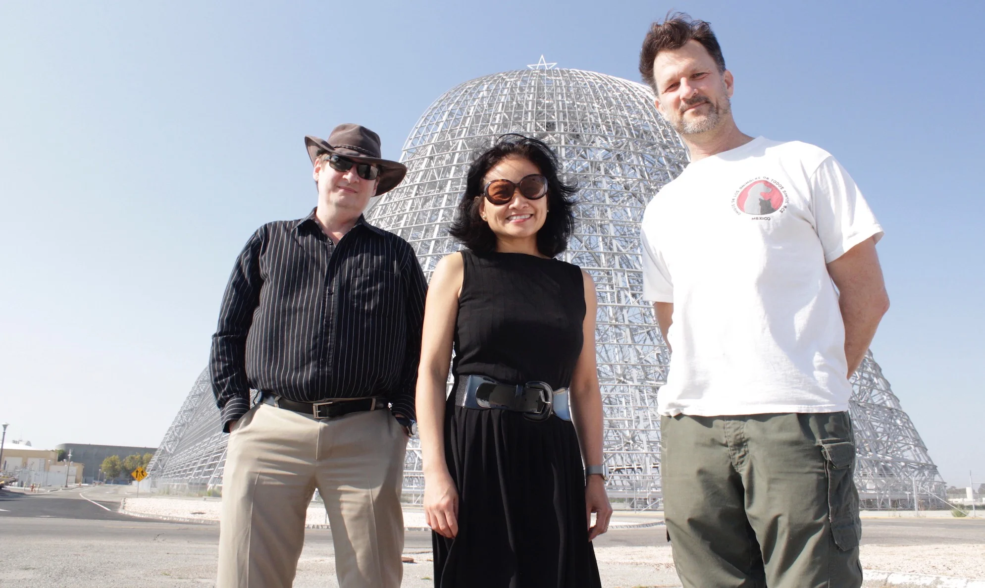 Team SpaceBase: Eric Dahlstrom, Emeline Paat-Dahlstrom and Rich Bodo, at Hangar 1 in Mountain View, California