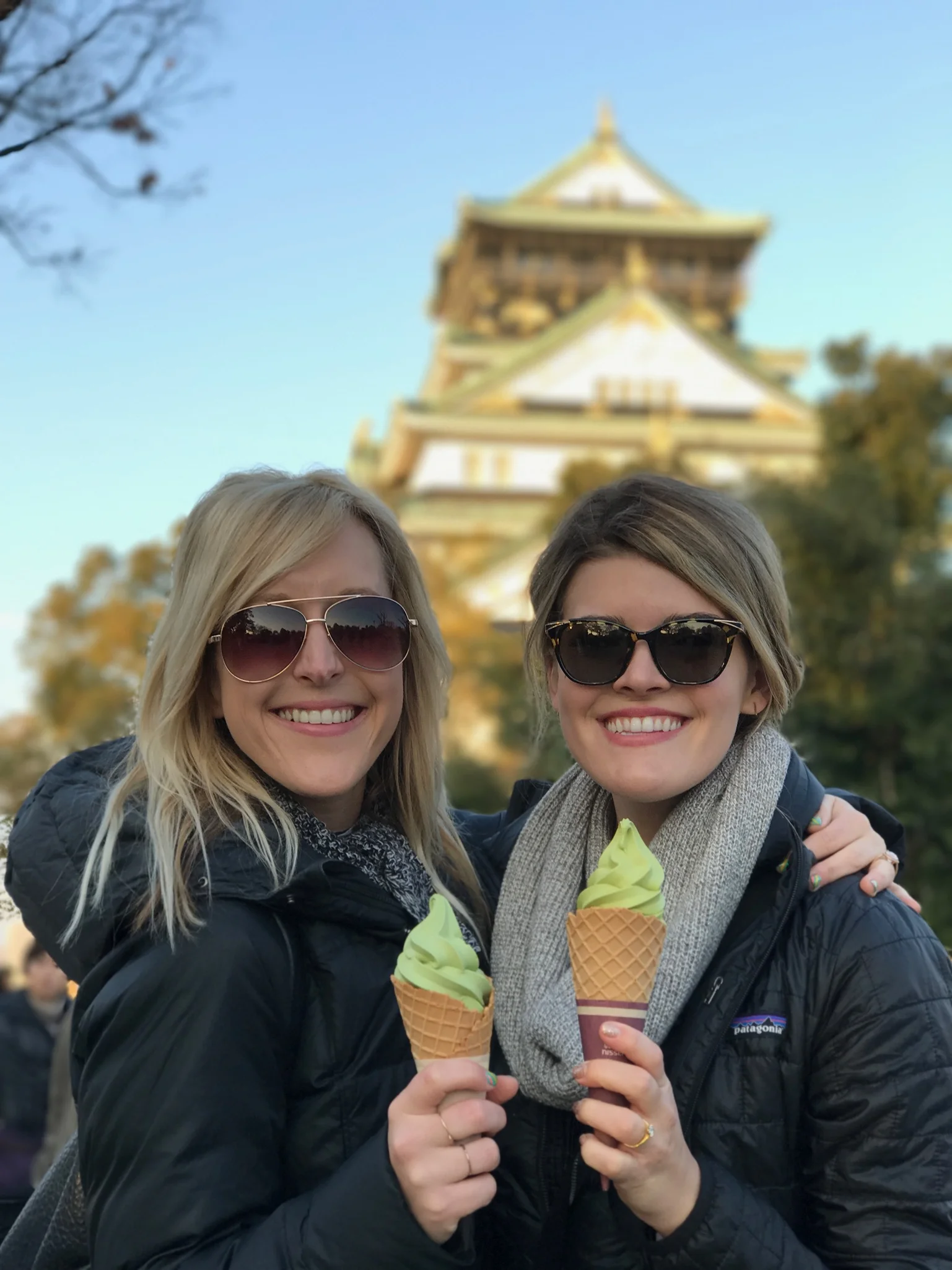 Green Tea ice cream and Osaka Castle