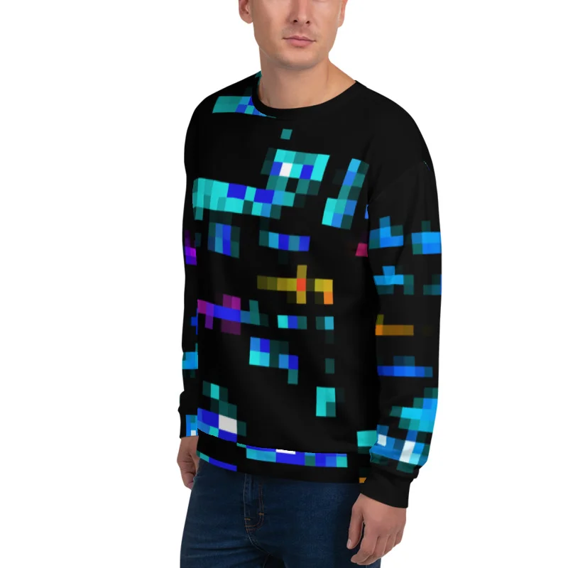 Dark Pixel Grid Crew Neck
