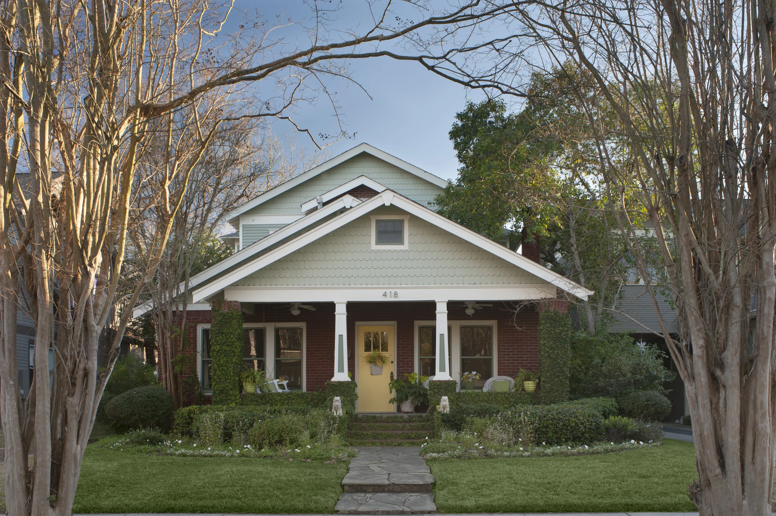 418 Byrne: Circa 1915 Craftsman brick bungalow expanded through the years, with complete update in 1996 and second story addition in 2014.