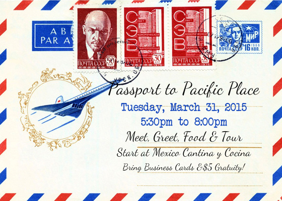 Get ready for an adventure as we tour and experience more of what Pacific Place has to offer! Please gather at Mexico Cantina y Cocina on the 4th Floor of Pacific Place for some appetizers and beverages. From there we will travel to Barnes & Noble to begin the tour. Barnes & Noble Community Development Manager AnnaLee Zenker and Pacific Place Marketing Director Jenny Loofburrow will be on hand to welcome us and send us on our way! We will receive our "luggage" and then tour these unique merchants and hear about available rental spaces: 120 Space (visit event rental space) 8telier Art of Shaving L’Occitane Bose Teavana Top Ten Toys Microsoft Kiosk 403 Space (visit event rental space) We will then return to Barnes & Noble for coffee, cheesecake and DOOR PRIZES!!! So...PLEASE BE SURE TO BRING PLENTY OF BUSINESS CARDS!!!! There will be drawings at each stop too! Please also bring $5 gratuity!