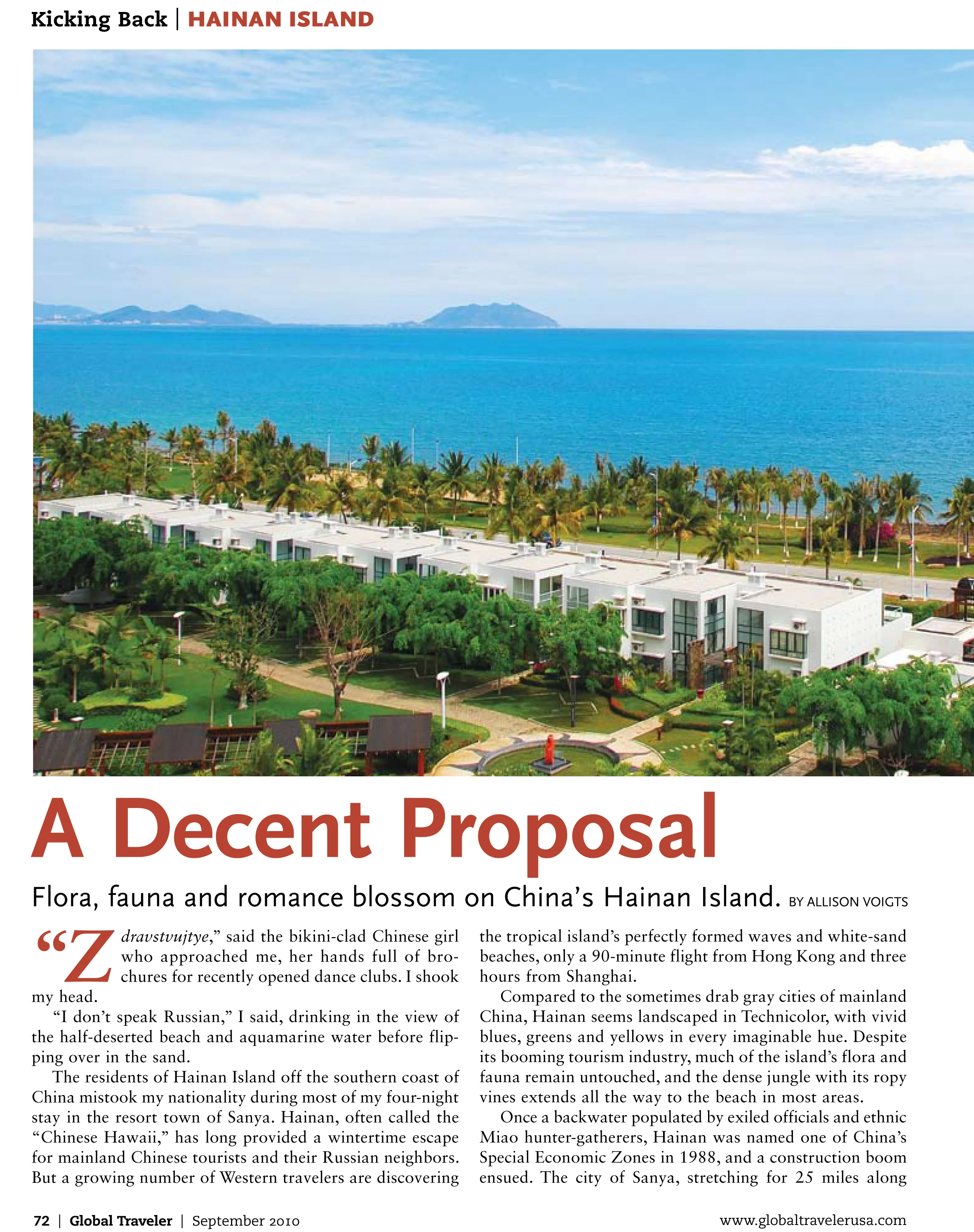  "A Decent Proposal,"&nbsp; Global Traveler Magazine  